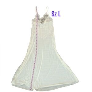 Victoria's Secret Gold Label sz L Cream Nightgown Dress Slip Lingerie EUC Luxury